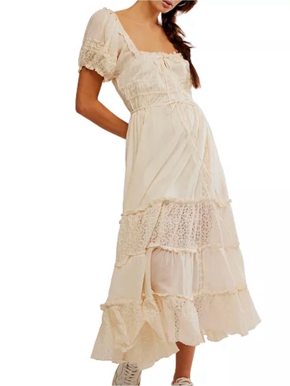 Free People Falling Sun Midi Dress - cream